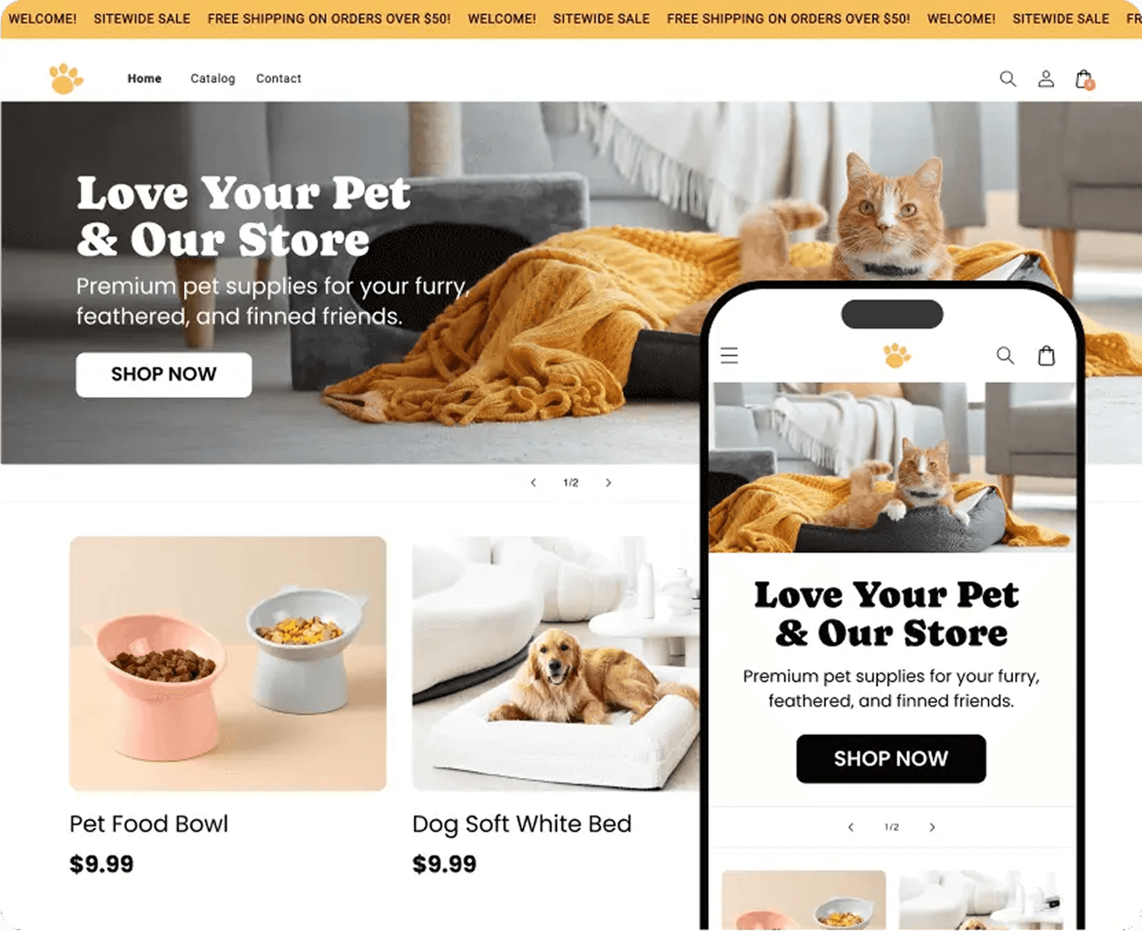 Pets store theme preview