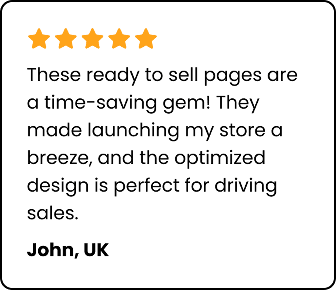 Five star review from John, UK
